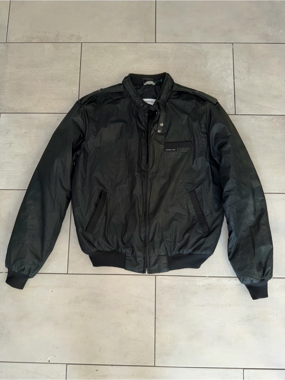 Vintage Members Only Jacket 44L Black Europe Craft Racer Bomber